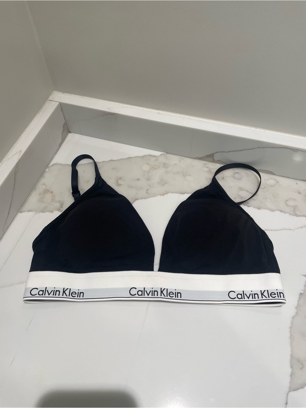 Calvin Klein Black Bralette with White Logo Band